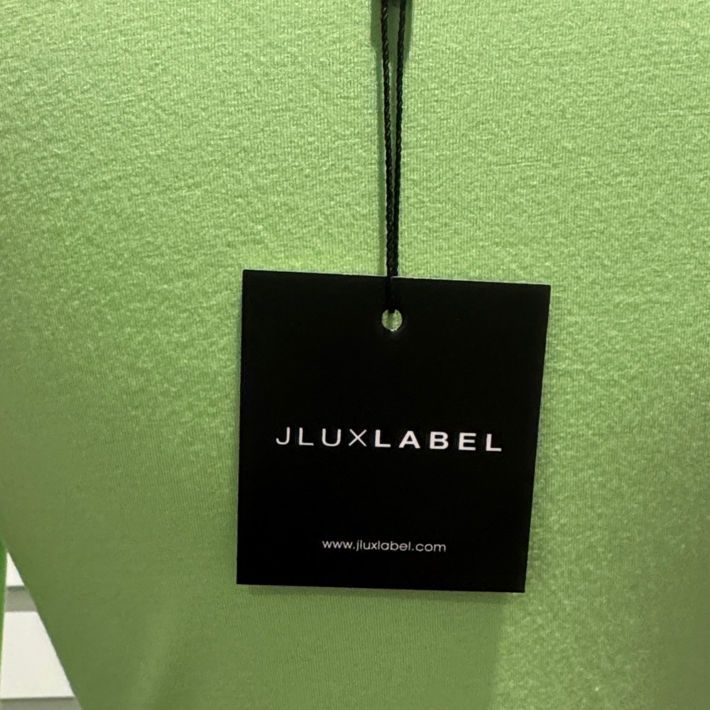 JLUXLABEL Vibrant Green Long Sleeve front twist Dress, runs small, stretchy. - Picture 5 of 9